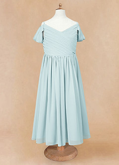 Azazie Chelle Flower Girl Dresses Mist A-Line Pleated Chiffon Dress image5