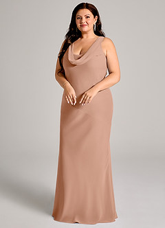 Azazie Rylina Bridesmaid Dresses Champagne Rose Mermaid Pleated Chiffon Dress image9