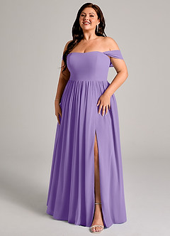 Azazie Calianna Robes de demoiselle d'honneur Robe Trapèze Convertible en Mousseline de soie Épaule décolletée Tahiti image12