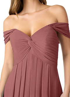 Azazie Kaitlynn Bridesmaid Dresses Amethyst Empire Ruched Chiffon Convertible Dress image5
