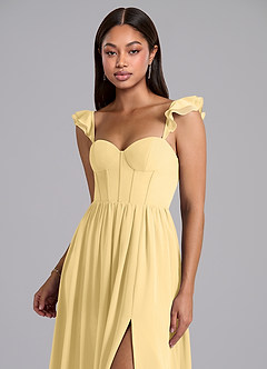 Azazie Denisse Robes de demoiselle d'honneur Robe Trapèze en Mousseline de soie Drapé Beurre image6