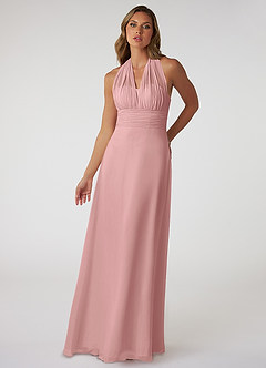 Azazie Fifi Jurken voor bruidsmeisjes Converteerbaar Jurk van Chiffon met A-Lijn Strapless Stoffige Roos image2