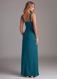 Azazie Denice Bridesmaid Dresses Ink Blue Sheath Pleated Chiffon Dress image6