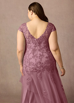 Azazie Romy Mother of the Bride Dresses Vintage Mauve Mermaid V-Neck Sequins Tulle Dress image12