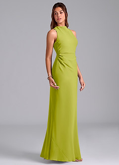 Azazie Evadne Suknie dla druhen Osłona Pofałdowany Szyfon Do ziemi Sukienka image4