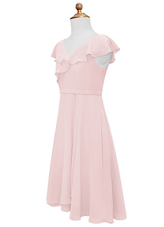 Azazie Posie Vestido de Rosa Rubor de Gasa/ Chiffon de Acampanado con Volante image8