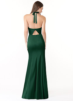 Azazie Emeria Bridesmaid Dresses Dark Green Mermaid Pleated Stretch Satin Dress image2