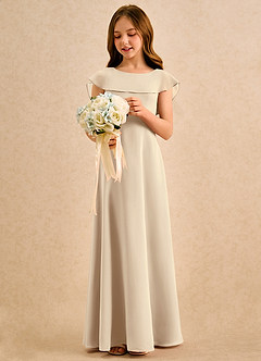 Azazie Kittie Girls Formal Flower Girl Klänningar Klä A-Line i Chiffong image3