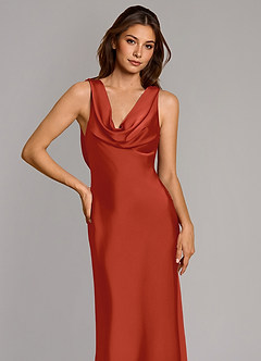 Azazie Cheryl Vestidos de damas de honor Vestido de Óxido de Satén Elástico de Corte Sirena image6