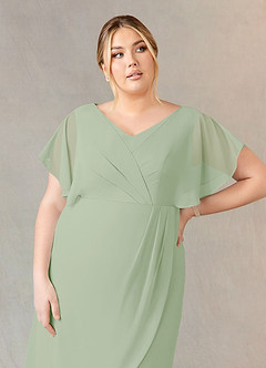 Azazie Julia Mother of the Bride Dresses Dusty Sage Sheath V-Neck Pleated Chiffon Dress image10