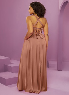 Barbie ♥ Azazie Bridesmaid Dresses Bronzer A-Line with Pockets Stretch Satin Dress image14