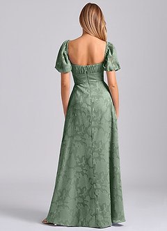 Azazie Mirian Robes de demoiselle d'honneur Robe Trapèze en Blumen-Burnout Encolure en Forme de Cœur Matcha image6
