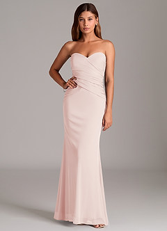 Azazie Katelyn Vestidos de damas de honor Vestido de Pétalo De Rosa de Malla de Corte Recto Convertible con Sin tirantes image5