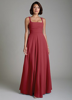 Azazie Azaria Bridesmaid Dresses Pomegranate A-Line Corset Chiffon Dress image1