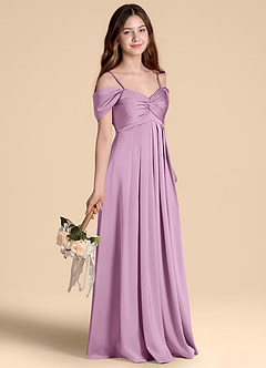 Azazie Kaitlynn Junior Vestido de Glicinia de Satén Elástico de Corte en A con Vestidos sin tirantes image5