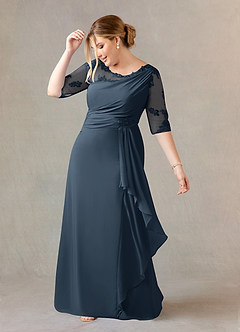 Azazie Dionysus Mother of the Bride Dresses Neptune A-Line Boatneck Lace Chiffon Dress image8