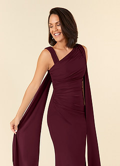 Azazie Franchesca Mère de la mariée Robes Robe Sirène en Mousseline extensible Plissée Cabernet image6
