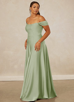 Christian Siriano Bridal for Azazie 1002 Bridesmaid Dresses Dusty Sage A-Line Off the Shoulder Stretch Satin Convertible Dress image12