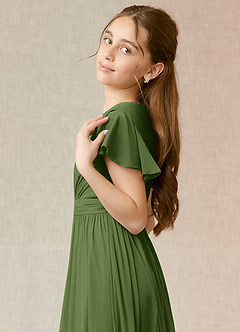 Azazie Mosley Junior A-Linie Gestreift Gittergewebe Kleid Olivgrün image6