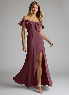 Azazie Sophie Bridesmaid Dresses Sangria A-Line Off the Shoulder Chiffon Convertible Dress image3