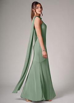 Azazie Kinsley Bridesmaid Dresses Matcha Mermaid Side Slit Stretch Satin Dress image6
