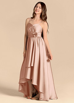 Azazie Catalina Junior Rose Gold A-Line Sweetheart Neckline Stretch Satin Dress image7