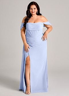 Azazie Amyra Przymierzanie sukienek w domu Osłona Zza ramienia Szyfon Do ziemi Sukienka image13