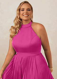 Christian Siriano Bridal for Azazie 1007 Bridesmaid Dresses Fuchsia A-Line Pleated Stretch Satin Dress image14