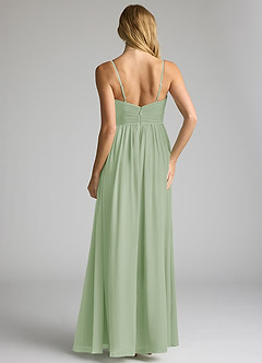Azazie Alia Bridesmaid Dresses Dusty Sage A-Line Pleated Chiffon Dress image5