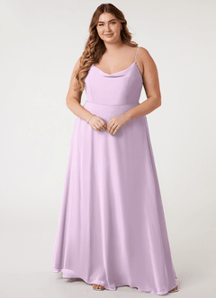 Azazie Daenerys Bridesmaid Dresses Frosted Lilac A-Line Cowl Chiffon Dress image8