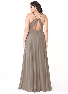 Azazie Avelina Bridesmaid Dresses Taupe A-Line V-Neck Pleated Chiffon Dress image7