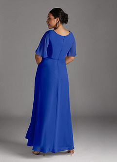 Azazie Tricia Abiti per la Madre della Sposa Abito A-Line in Chiffon con Scollo a V a Pieghe Blu Reale image11