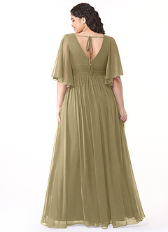 Azazie Temeka Bridesmaid Dresses Moss Green A-Line Ruched Chiffon Dress image8