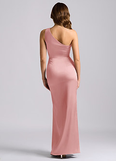 Azazie Akilah Brudtärnklänningar Klä av Sjöjungfru i Stretch Satin Ena axeln Puderrosa image2