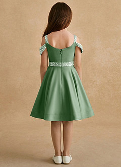 Azazie Judi Final Sale Dusty Blue A-Line Matte Satin Dress image2