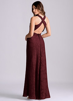 Azazie Evadne Suknie dla druhen Osłona Pofałdowany Kwiatowe wypalenie Do ziemi Sukienka image2