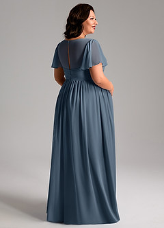 Azazie Verna Maternity Bridesmaid Dresses A-Line V-Neck Ruched Chiffon Floor-Length Dress image8