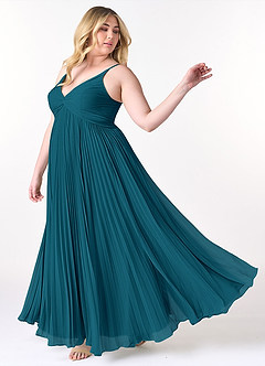 Azazie Raychelle Bridesmaid Dresses Ink Blue A-Line V-Neck Chiffon Dress image9