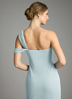 Azazie Tati Bridesmaid Dresses Mist Sheath Off the Shoulder Mesh Dress image6