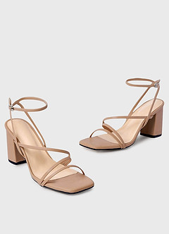 front Ankle Strap Block Heel Sandals