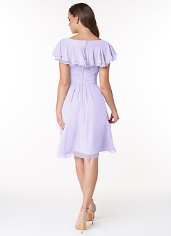 Azazie Hadley Modest Bridesmaid Dresses A-Line Pleated Chiffon Knee-Length Dress image2