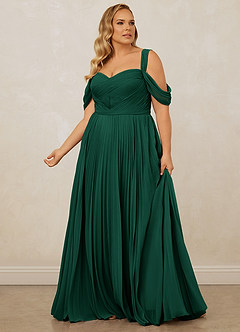 Christian Siriano Bridal for Azazie 1013 Bridesmaid Dresses Emerald A-Line Off the Shoulder Chiffon Dress image13