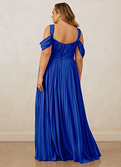 Christian Siriano Bridal for Azazie 1013 Robes de demoiselle d'honneur Robe Trapèze en Mousseline de soie Épaule décolletée Bleu Roi image12
