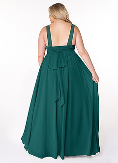 Azazie Kora Robes de demoiselle d'honneur Robe Trapèze en Mousseline de soie Plissée Paon image8
