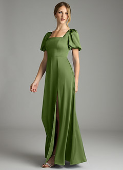 Azazie Fyona Bridesmaid Dresses Juniper A-Line Pleated Stretch Satin Dress image4