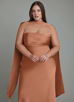 Azazie Saylor Vestidos de damas de honor Vestido Bronceador de Satén Elástico de Corte Sirena con Palabra de honor image18