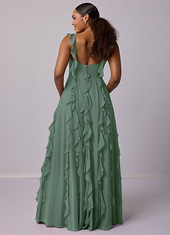 Barbie ♥ Azazie Bridesmaid Dresses Eucalyptus A-Line with Pockets Chiffon Dress image5