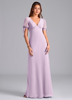 Azazie Pheby Jurken voor bruidsmeisjes Jurk van Chiffon met A-Lijn Geplooid Frosted Lila image4