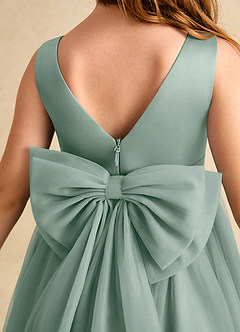 Azazie Winnie Robe Demoiselle D'honneur Fillette Robe Robe de bal en Tulle Nœud Sauge D'argent image7