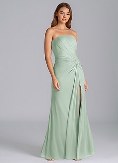 Azazie Mariya Vestidos de damas de honor Vestido de Agave de Malla de Corte Sirena con Sin tirantes image4